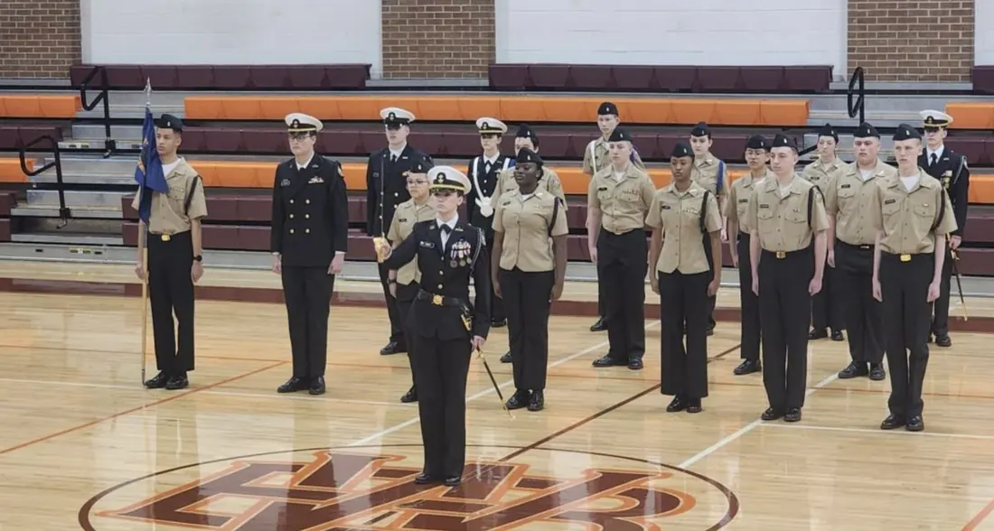 Cadet drill team in formation